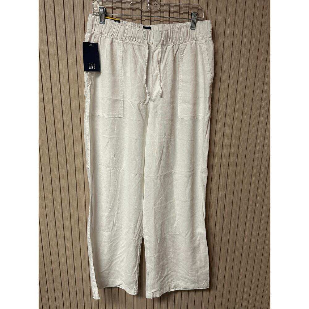 GAP Women's Cream Wide-Leg Drawstring Trousers